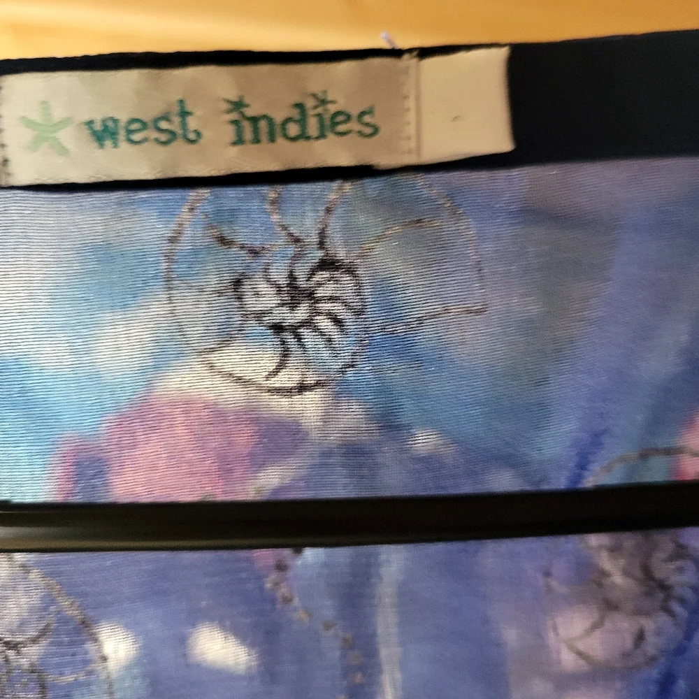 West Indies Blue Sheer Swim Coverup  Size‎ Large
